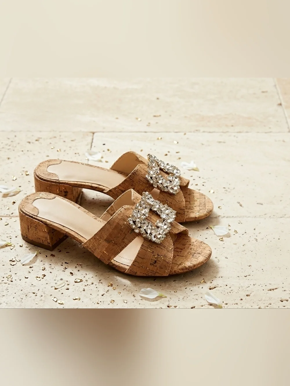 Alex Marie Colette Cork Jewel Buckle Ornament Dress Sandals Size 8.5